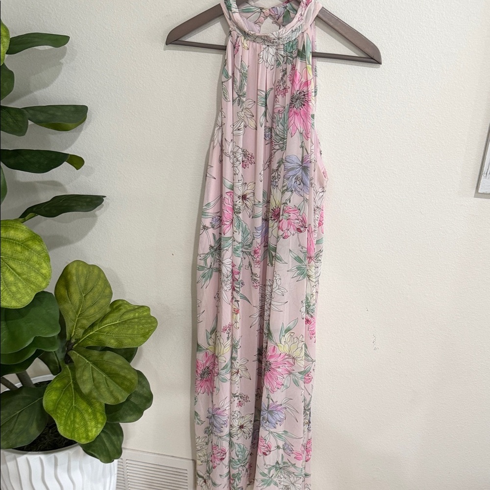 Floral Pink Halter Maxi Dress